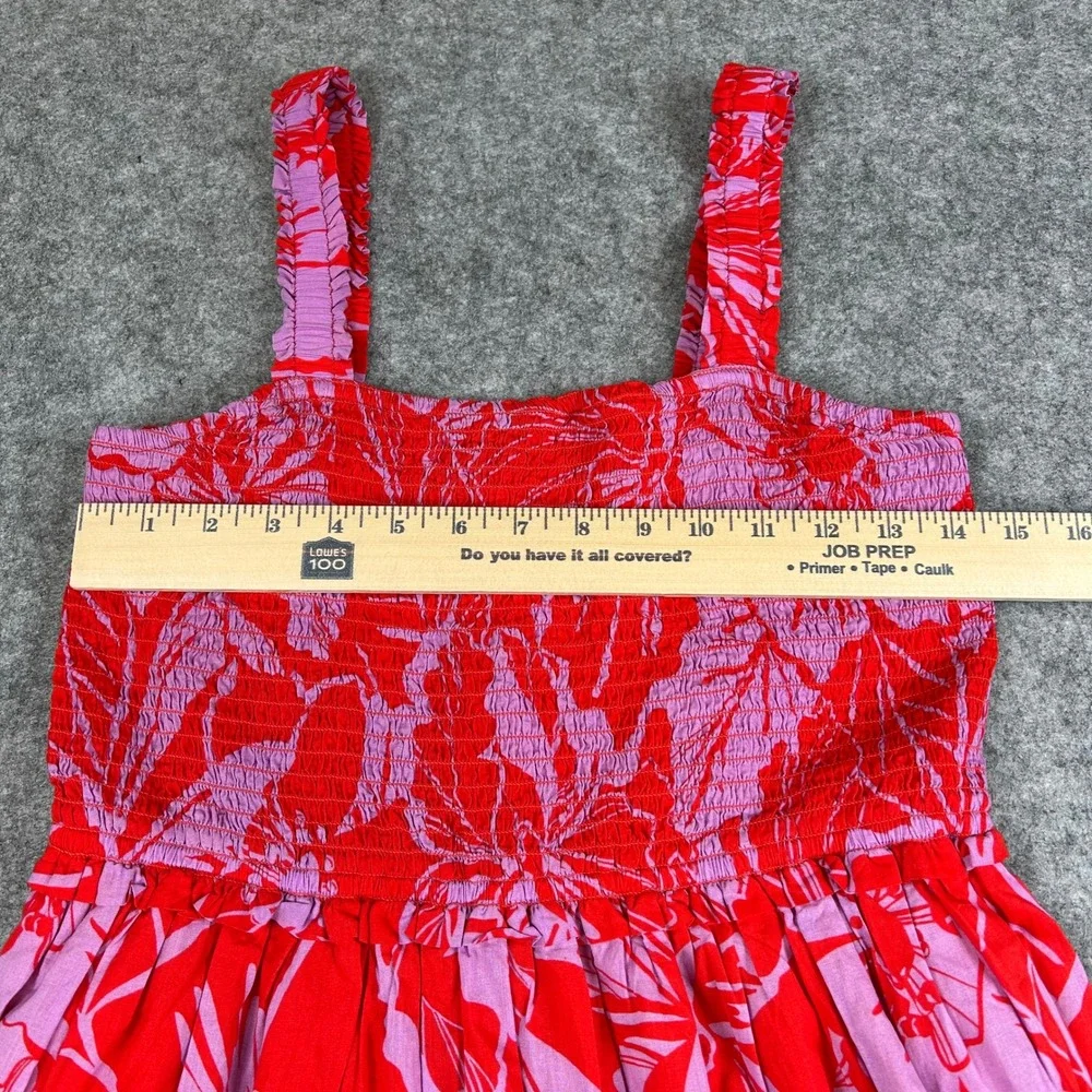 NWT Gap Kids Girls XXL 14-16 Red Pink Floral Smocked Tiered Midi Dress New